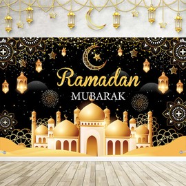 Ramadan Mubarak Banner –Ramadan Decorations for Home & Outdoor | Eid Party Backdrop & Islamic Festival Décor (Mubarak)