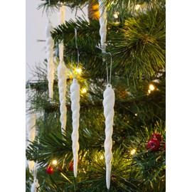 Christmas Concepts® 12cm Glitter Icicle Decorations Christmas Tree Trims (WHITE, 10)