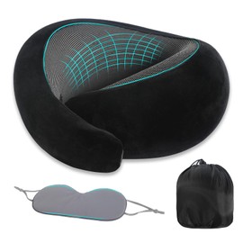 YGKYMVW Reise Nackenkissen Nackenstützkissen aus Baumwolle, Nackenkissen Flugzeug mit Augenmaske Reisekissen Nackenkissen aus Memory Schaum, Nackenhörnchen für Flugzeug Zug Auto Büro