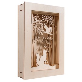 Rayher Holzbausatz 3D-Motivrahmen Wald, Birkenholz FSC zertifiziert, natur, 20 x 30 cm, Tiefe 6,6 cm, Set 15teilig, zum Basteln und Bemalen, 46301000