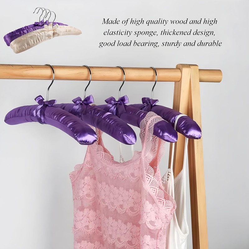 Wonafa 10 Pcs Satin Padded Hangers for Women Clothing, Sweater