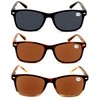 V.W.E. 3 Pairs Rectangular Lightweight Reading SunGlasses Outdoor Readers Glasses