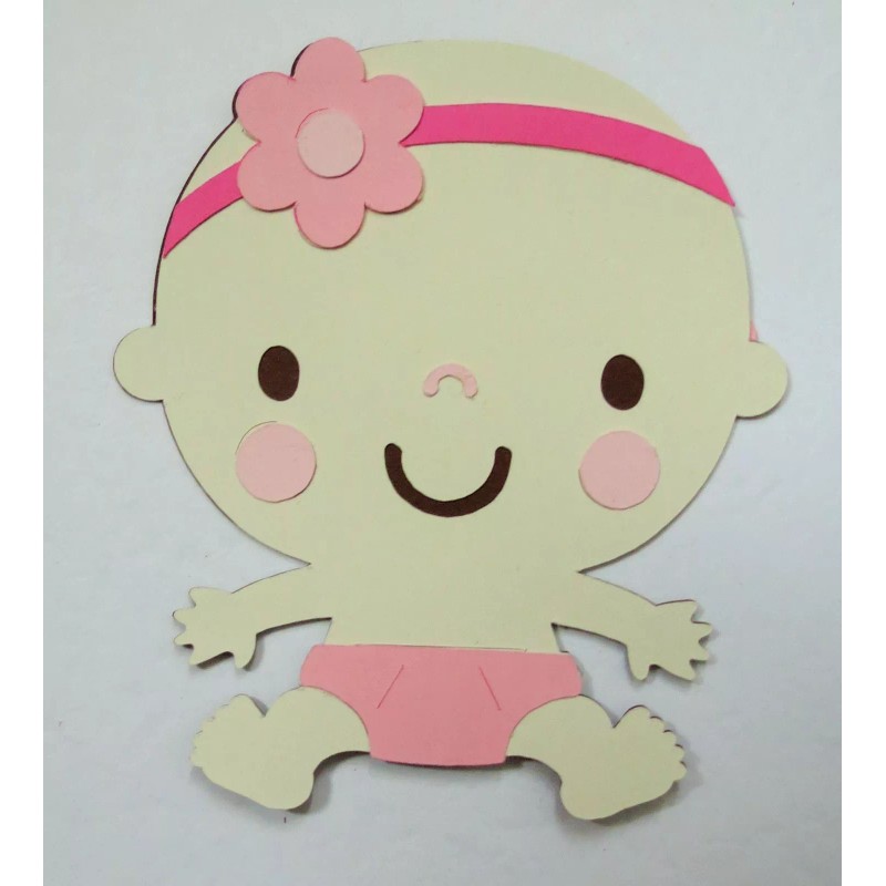 Baby Girl Bottle Bib Rattle Binkie Bib Die Cut Paper