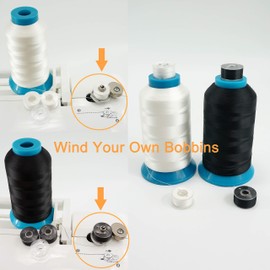 New brothread Set of 2 (Black + White) 5000 m (5500Y) Embroidery Bobbins Thread Polyester Machine Embroidery Thread Underthread for Embroidery Machine and Sewing Machine