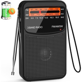 Portable AM FM SW Radio with Best Reception,Small Transistor Radio with 600mAh Rechargeable Battery,3W Large Speaker,Pocket Handheld with 3.5mm Earphones Jack,Gift for Elder