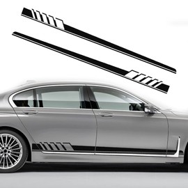 QianBao Auto Racing Body Door Side Stripe Graphic Vinyl Sticker Decals Decoration Modified Decal DIY Universal for All Cars SUV Truck Off-Road Vehicles Style 1 Black
