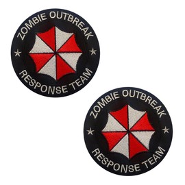 Zcketo 2 Pcs Zombie Outbreak Response Team Resident Biological Hazard Protective Umbrella Tactical Embroidered Applique Funny Emblem Hook and Loop Patch for Clothes Backpack Uniform Vest Jacket Dogs