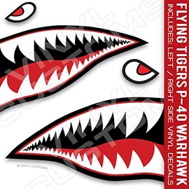 Flying Tigers Decals Shark Teeth Stickers P-40 Warhawk (3" inches - 3 Pair)
