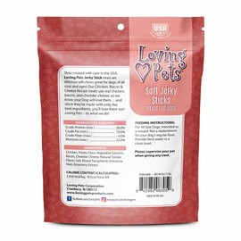 Loving Pets - Soft Chew Jerky (Stick-Shaped, Chicken, Bacon & Cheese Recipe) USA Made Dog Treats