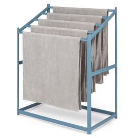 Coast Modern Pool Towel Rack – 5 Beach Towel PVC Drying Rack for Outdoor & Indoor Use - Stone Blue