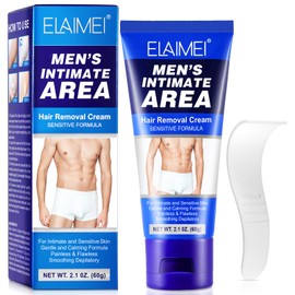 Hair Removal Cream for Intimate, Armpits, Legs, Arms, Bikini Face And Lines, Smoothing Depilatory, Gentle And Calming Formula, Suitable For All Skin Types 2.1 0Z (Men)