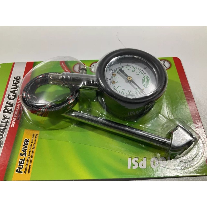 Slime 2020-A Dually RV Tire Dial Gauge With Hose, 10-160