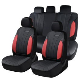 Coverado Seat Covers, Red Car Seat Covers Full Set, Automotive Seat Covers 5 Seats, Waterproof Black Car Seat Protectors Universal Fit for SUVs Trucks Sedans