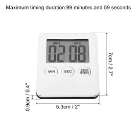 PATIKIL Digital Timer, 2Pcs Small Count Down/UP Clock with Magnetic, Big LCD Display Loud Sounds Minute Second Kitchen Timer for Games, Cooking, White