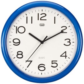 Trevi OM 3301 Wall Clock Quartz with Silent Hands Diameter 24 cm Suitable for Kitchen, Office and Business Premises Plastic, Round Size, Blue