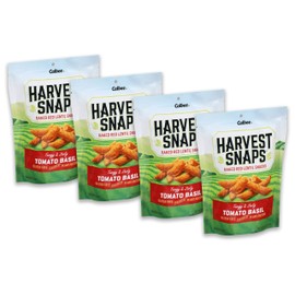 Harvest Snaps Veggie Chips (Red Lentil Snack Crisps Tomato Basil, 3.0 oz) | Powered by Plant Protein, Gluten Free, Non-GMO Baked Vegetable Crisps | Made in USA (4 Pack)