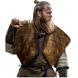 keland Viking Faux Fur Collar for Men Scarf Capelet Wrap Costume Accessory, Y-yellow
