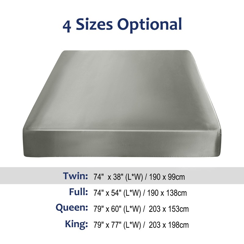 sourcing map Satin Fitted Sheet, Solid Silky 12" Deep Pocket