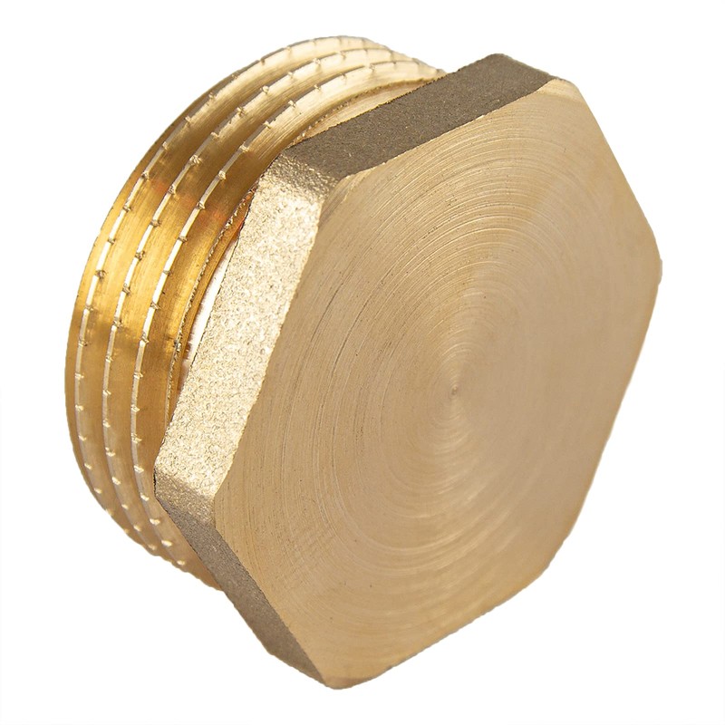 Brass plug, 3/4 inch, male thread, pipe plug. hexagonal, end