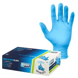 EXBRIECO, Disposable Nitrile Gloves, Pack of 100 or 200, Latex and Powder Free, Hypoallergenic, Textured Fingers, Cleaning Gloves, Food Handling, Medical or Beauticians, Blue