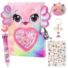 NIERBO Diario para niñas con candado y llaves, diario para niños, cuaderno de viaje escolar,set de regalo para escribir y dibujar,bolígrafo multicolor,pegatinas,monedero,llavero