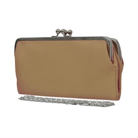 Double Frame Vintage Style Clutch Purse Wallet, Clutch Purses for Women, Wallet Women, Clutch, Travel Wallet Womens, Clutches For Women, Women Clutch Handbags (Light Brown)