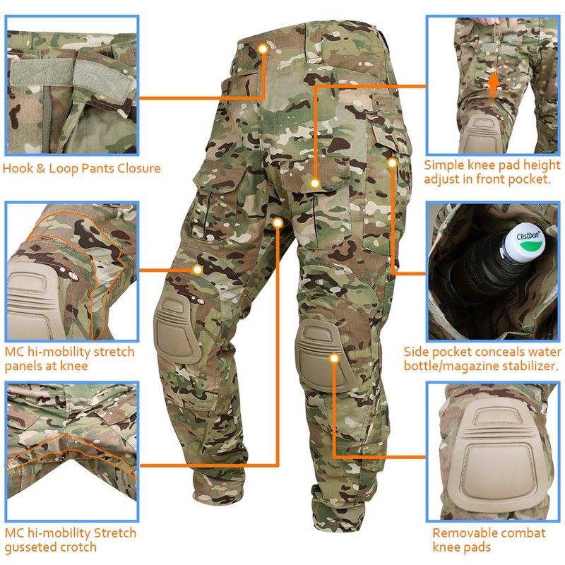 KRYDEX Tactical Men's K3 Combat Pants with Knee Pads (US,