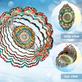 Eiryhope Wind Spinner Lucky Star Mandala Wind Spinners for Garden Yard Hanging Wind Sculptures Create Zen Atmosphere Kinetic Metal Art Decoration Indoor/Outdoor Decor Mandala Gift for Mom Wife Woman