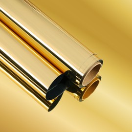 EaseStick Flexible Mirror Stickers Glossy Non Glass Mirror Reflective Vinyl Adhesive Gold Metallic Wallpaper Stick and Peel Mirrored Sheet Golden Chrome Vinyl Wrap for Cabinets Wall Crafts 15.7"x160"