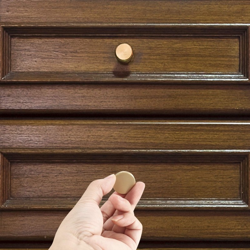4 Pcs Door Knobs and Handles, Brass Round Cabinet Knobs,
