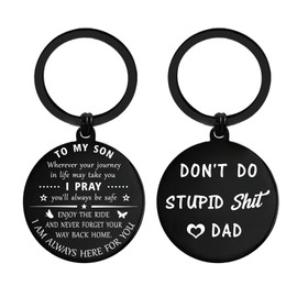ENGZHI To My Son from Dad Keychain, Teen Boys Son Gifts for Christmas, Graduation, Birthday Gift Ideas