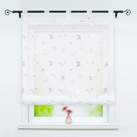 Delien Roman Blind with Loops, Transparent Roman Curtain, Short Curtain, Loop Blind, Modern Scarves, Butterfly Kitchen Store, Window, Living Room Curtain, Pack of 1, W x H 100 x 150 cm, Silver