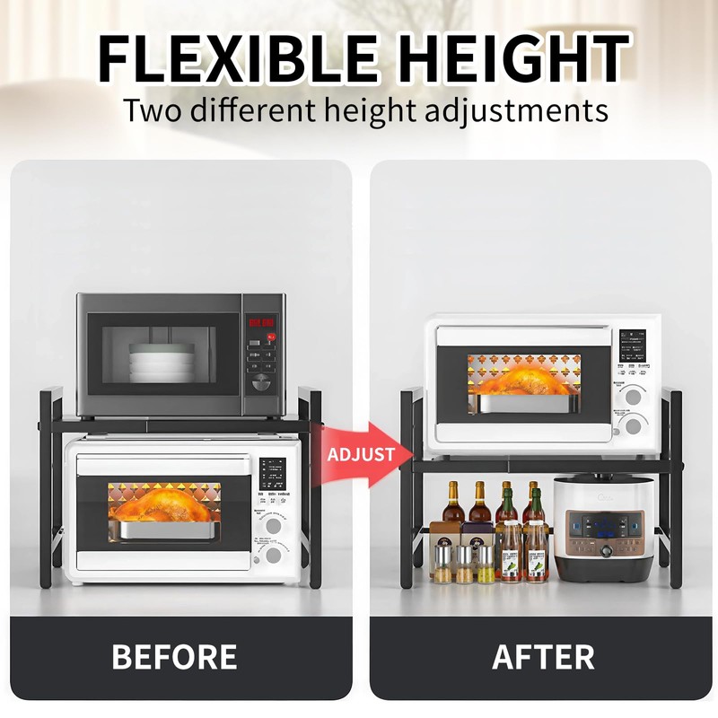 ZrgGea Microwave Stand, Microwave Oven Rack, Expandable Microwave Stand Countertop