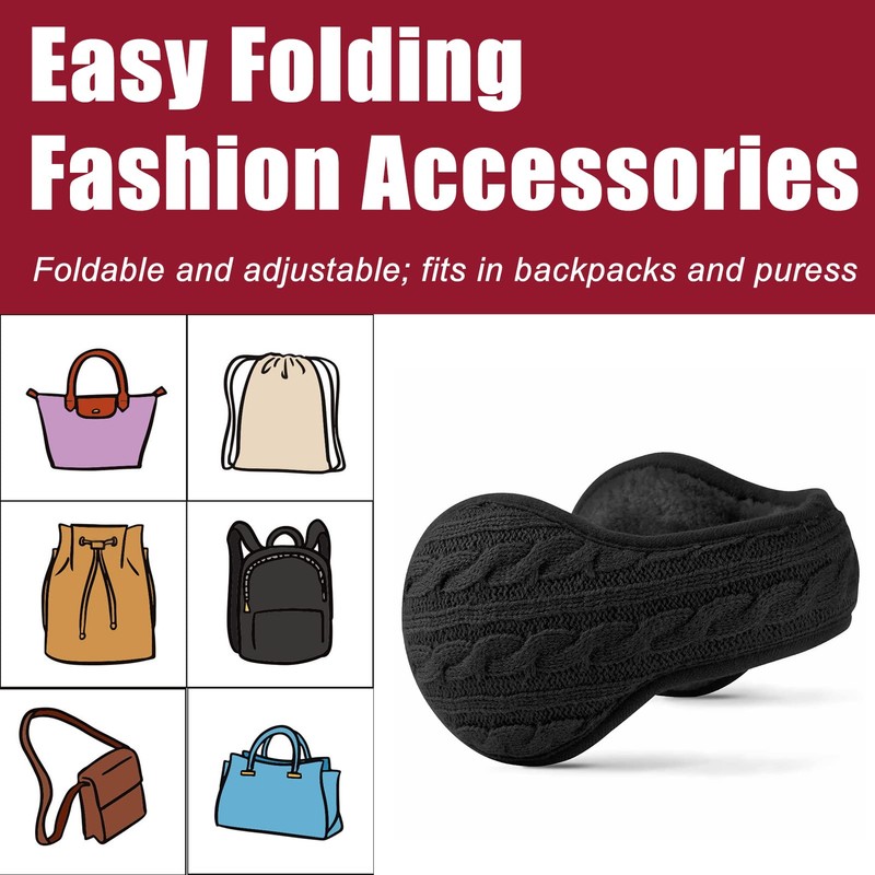 GERGELLA Ear Warmers For Men Women Foldable Fleece Unisex Winter