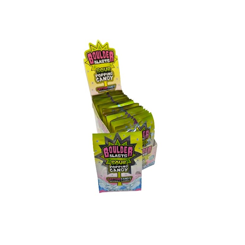 Koko's Boulder Blasts Sour Popping Candy Case of 24 Pouches