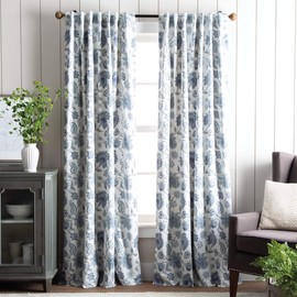 Martha Stewart Jakarta Blackout Rod Pocket/Back Tab Window Curtain Panel Pair, 84", Indigo