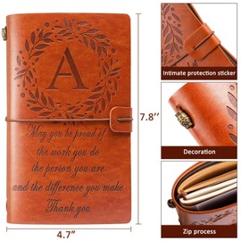 Filten Thank You Gifts Monogrammed Initial Leather Journal Notebook Make a Difference Inspirational Gifts Appreciation Gifts Employee Boss Pastor Volunteer Nurse Doctors Teacher Coworkers for Women