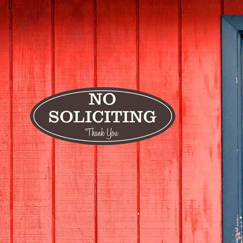 Oval No Soliciting Sign (Dark Brown) Small