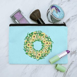 Summer Wreath Sunflowers Makeup Cosmetic Bag Organizer Pouch