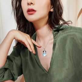 YAFEINI Cow Necklace 925 Sterling Silver Cow Moonstone Pendant Necklace Cute Cow Jewellery Gifts for Women Girls(Cow Necklace)