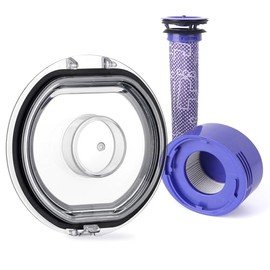 Tapa para el depósito de polvo compatible con aspiradora Dyson V7 V8, piezas de repuesto para cubo de polvo, con juego de filtros HEPA previo y posterior