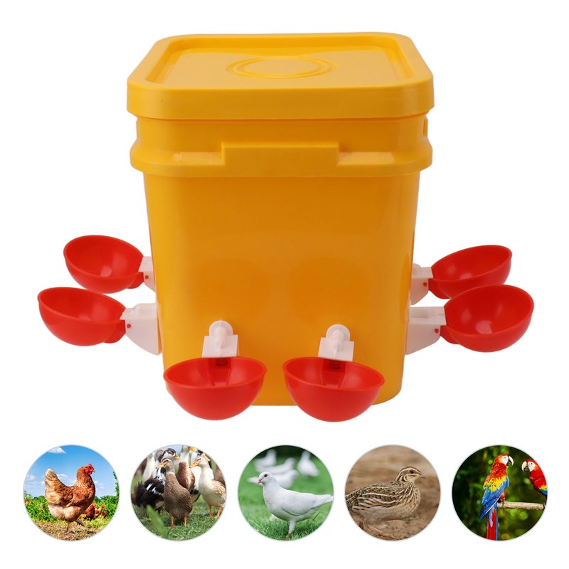 Automatic Chicken Waterer Cup with 12L Handheld Barrel Poultry Drinking