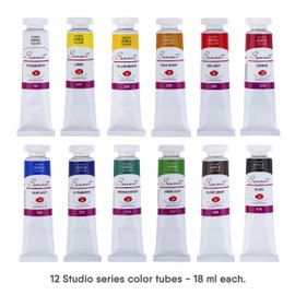 Sonnet Acrylic Paint 12 x 18 ml Acrylic Paint Tubes for Canvas Painting Artist Colours Studio Quality | Water Based Waterproof Acrylic Paint for Adults | Made by Nevskaya Palitra