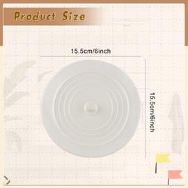 6 Pcs Silicone Bathtub Stopper 6 Inches Large Tub Stopper Flat Suction Drain Cover for Kitchen Bathroom Laundry (Black+White+Grey)