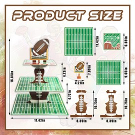 Estivaux Estivaux 3-Tier Football Cupcake Stand for Dessert Table, Sports Rolls Ball Cupcake Tower Tray White Brown Cardboard Cake Dessert Stand for 24 Cupcakes Sports Football Party Decorations