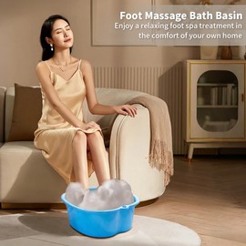 Chpbolly Foot Soaking Tub Large Size Foot Basin Sturdy Soaking Feet Bucket Massager Tub Exfoliation Callus Pedicure Foot Spa Bath Bucket for Women and Men (Blue)