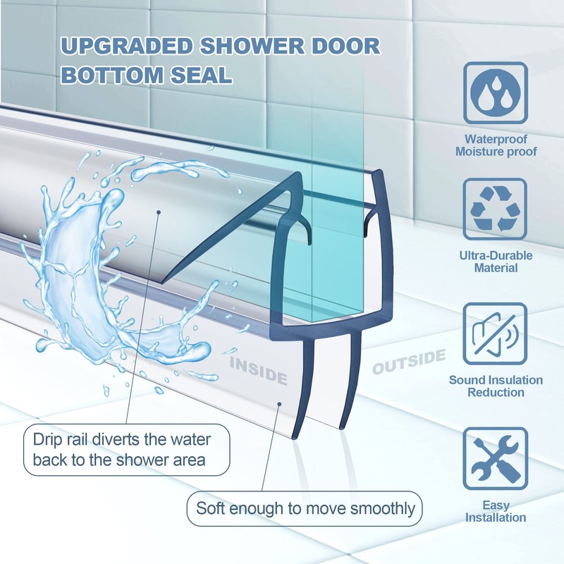 4 Pack Frameless Shower Door Bottom Seal, 1/4 x 39