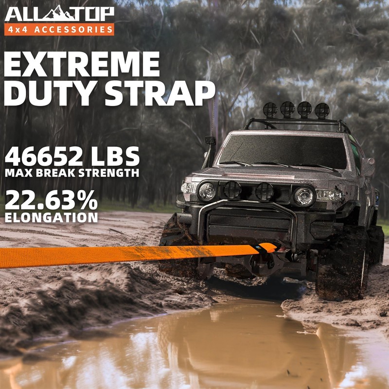 ALL-TOP Recovery Snatch Strap, 4in x 30ft - 46500Lbs, Extreme
