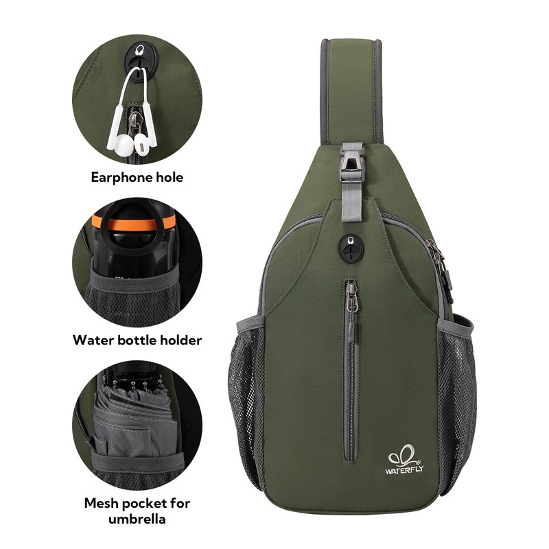 WATERFLY Sling Backpack Sling Bag Shoulder Backpack Shoulder Bag Adjustable