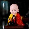 EatingBiting Little Monk Figurine Solar Buddha Monk Shaking Head Statue